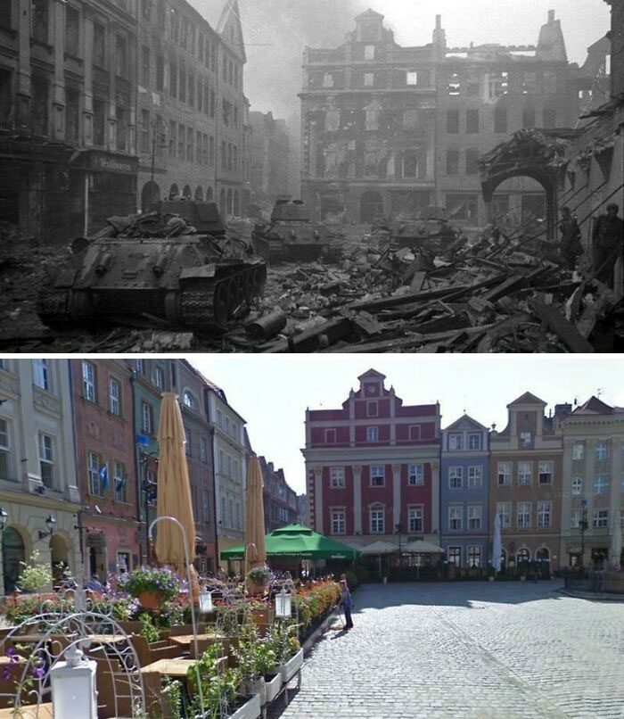 Plaza Vieja de Poznań - Segunda Guerra Mundial vs. 2021