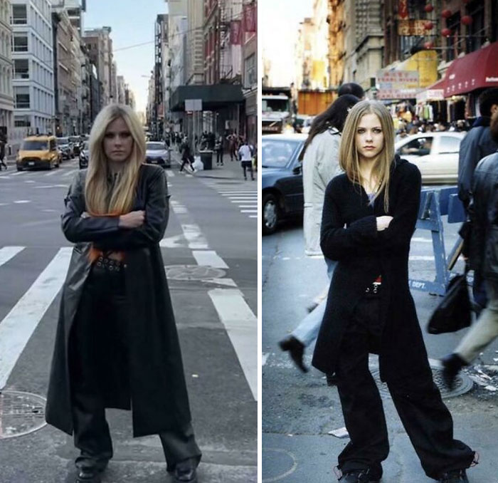 Avril Lavigne en 2022 vs la sesión de fotos de su primer álbum en 2002