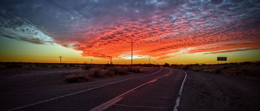 Lonley Highways And Sunsets In The Desert. I-8 Looking Westward. El Centro Maybe