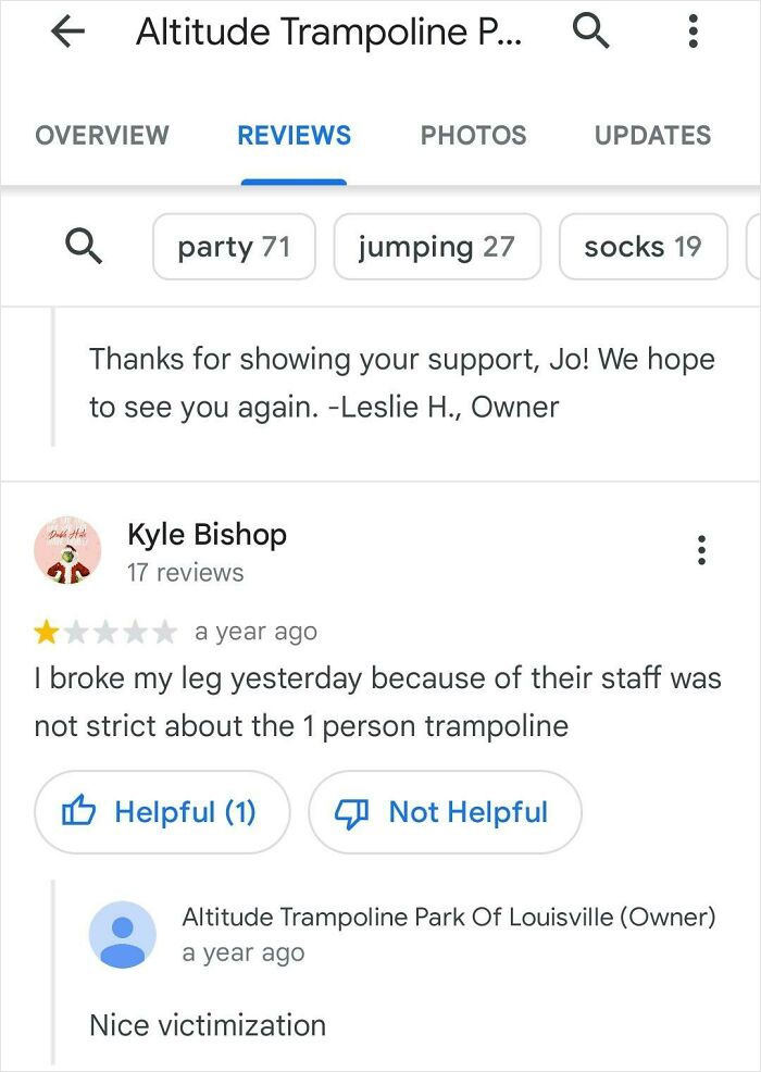 I More Find This Funny, But The Reviews Are Riddled With People Saying The Staff Are Rude And Dosnet Do There Job, While The Owners Account Makes Sparky Remarks Back Lol