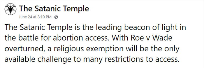 Surprising Tactic In The Fight To Preserve Abortion Rights In The U.S. Comes From None Other Than The Satanic Temple, Which Upholds Religious Abortion Rituals Surprising Tactic In The Fight To Preserve Abortion Rights In The U.S. Comes From None Other Than The Satanic Temple, Which Upholds Religious Abortion Rituals