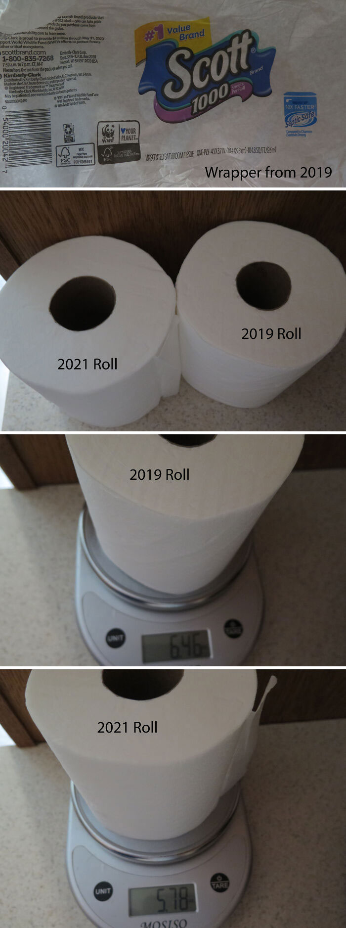 Scott Toilet Paper - 2019 vs. 2021 Comparison