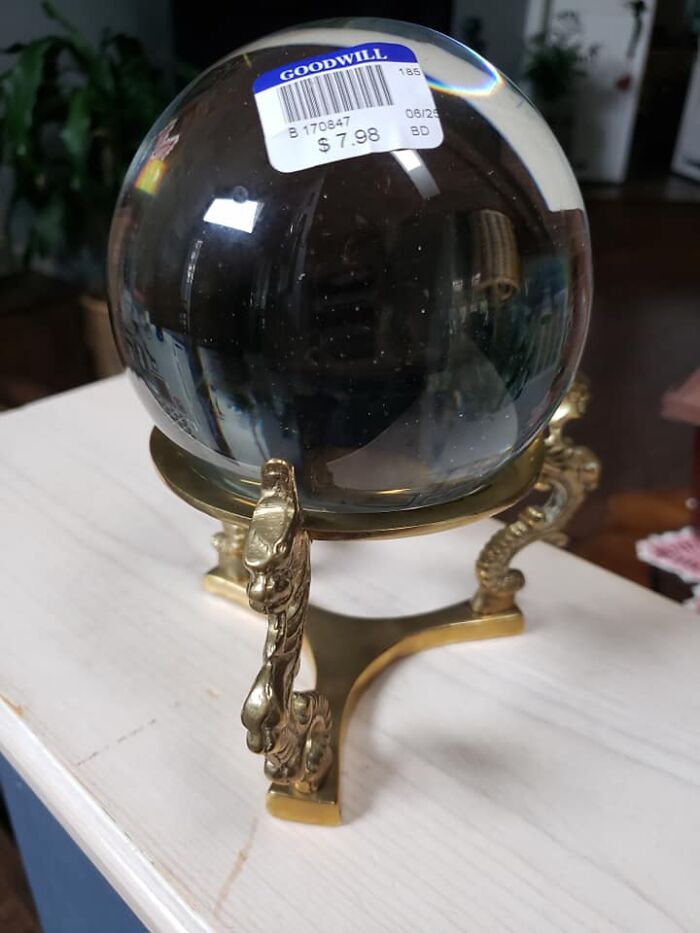 I Found This Today At Goodwill And It Came Home With Me. Glass Sphere And Brass And Banana For Size