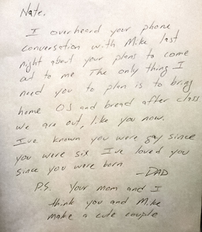 Dad Overhears His Son's Plan To Come Out The Next Day And Leaves Him A Letter