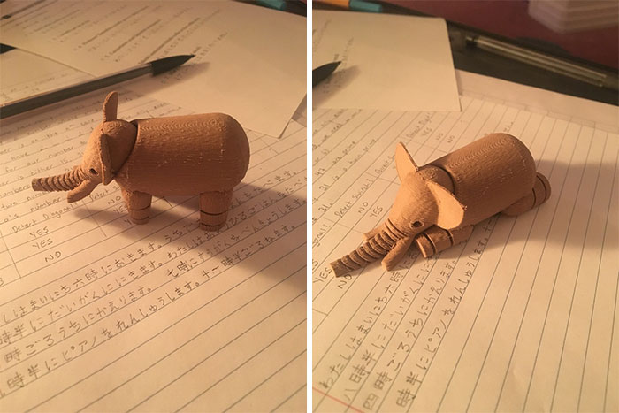 My Dad Noticed I Was Stressed So He 3D Printed Me A Little Wooden Elephant
