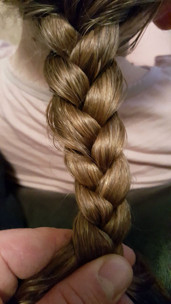 I'm A Lone Dad, And I'm Learning How To Do Different Hairstyles For My Daughter With The Help Of Youtube Videos. I'm Proud Of This Plait