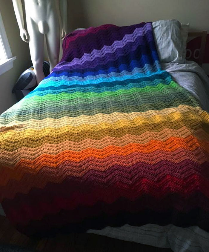 My Mom Crocheted Me This Awesome Rainbow Afghan