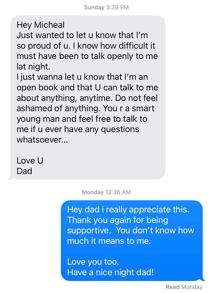 I Came Out To My Dad, And It Went Well. Here’s What He Messaged Me The Next Day
