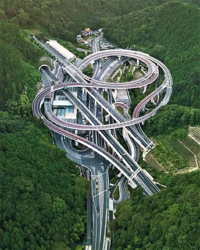 Hisashimichi Interchange! It's A Japanese Highway Junction, Made With Minimum Loss To Environment. This Is A Seriously Impressive Engineering Masterpiece Situated In Hachioji, Near Tokyo, Japan