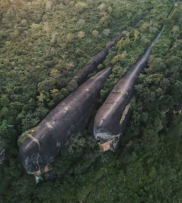 At The Summit Of Sam Wan Mountain, In Bueng Kan Province, Thailand, There Are Three Rock Masses Evoking Floating Whales That Formed About 75 Million Years Ago