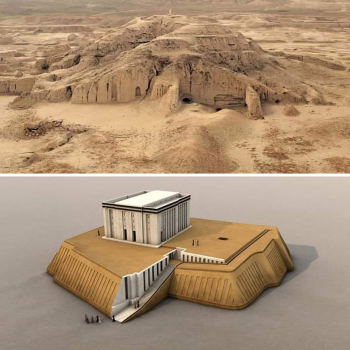 Oldest Ziggurat In History, It Is The Pyramid Of The Ziggurat Of Uruk، The Original Pyramidal Structure Dates Back To The Sumerians Around 4000 Bc And The White Temple Was Built Over The Ziggurat Of Uruk In 3500 Bc