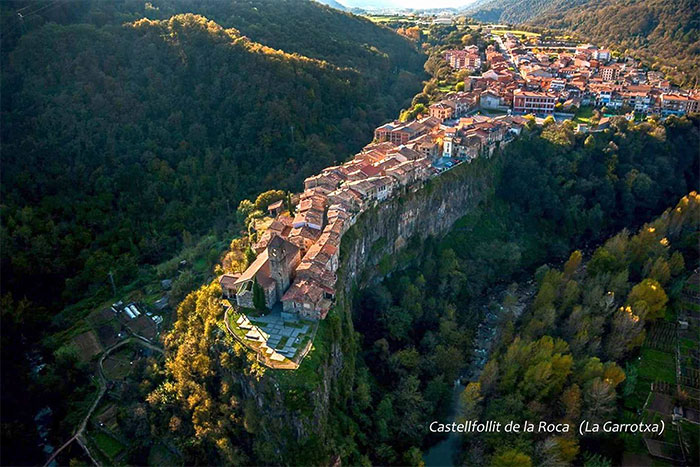 This Village Is Built On A Basaltic Cliff More Than 50m High And Spreads About 1 Kilometers Long. (Castellfollit De La Roca, Spain)
