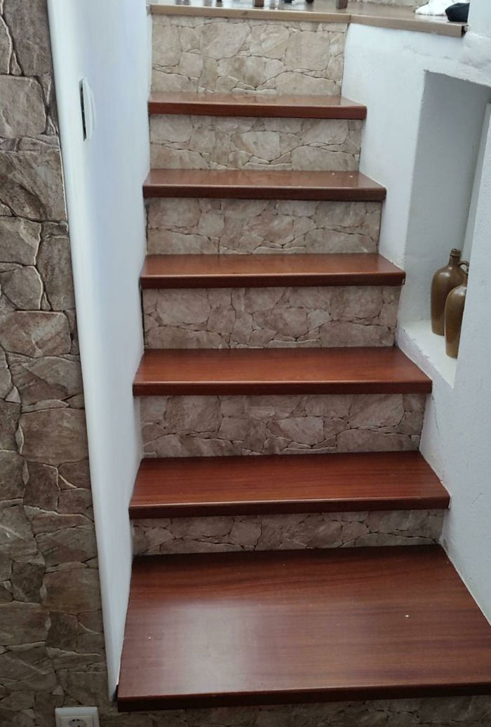 The Stairs In An Airbnb I Stayed In Where Every Step Is A Different Height, Width And Depth
