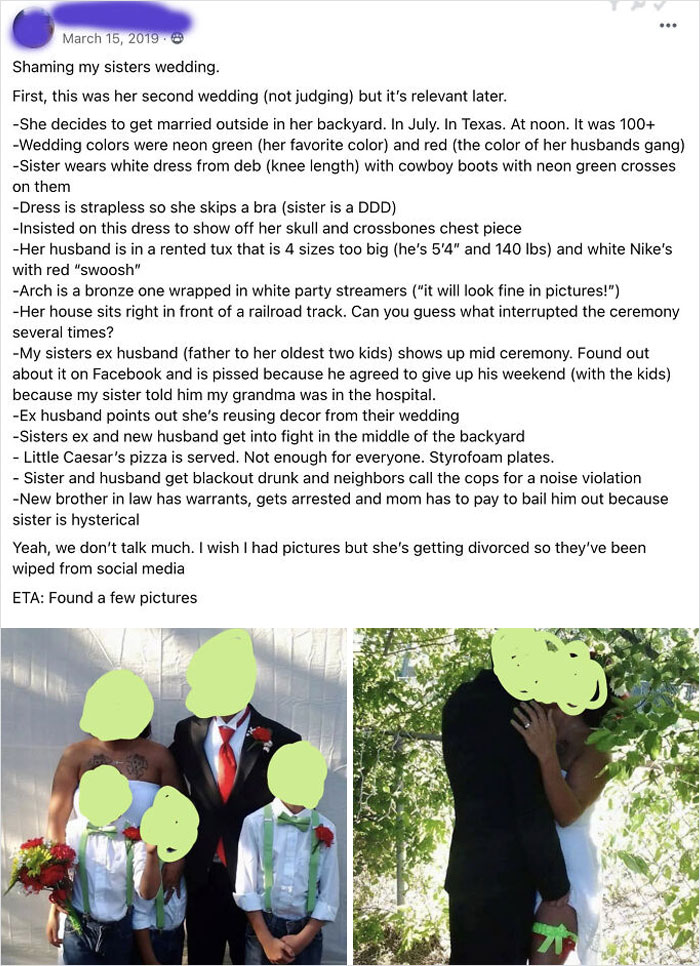 Ran Across This On A Wedding Shaming Site And It Belongs Here