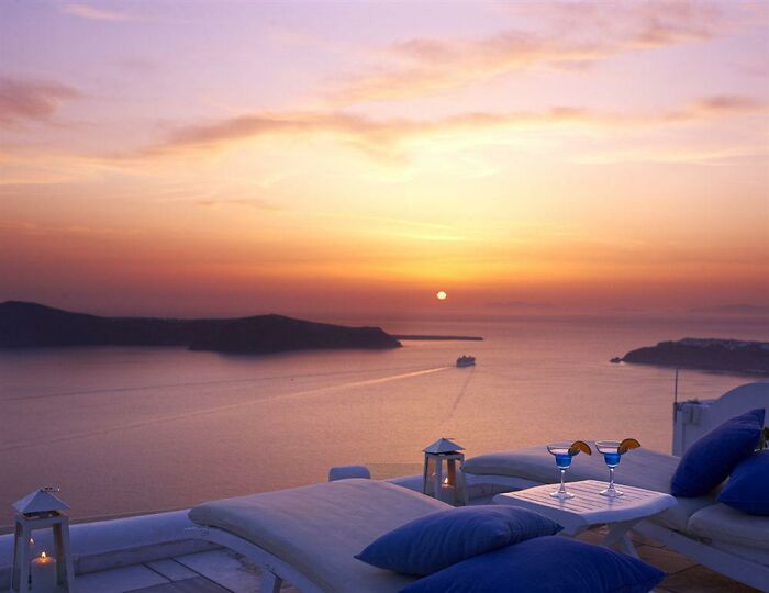 Sunset View, From Imerovigli, Santorini, Greece.