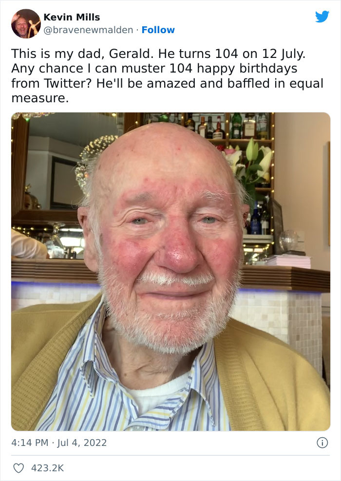 68K People Send ‘Happy Birthday’ Messages To Man Turning 104 After His Son Decided It’d Be A “Fun And Different” Gift