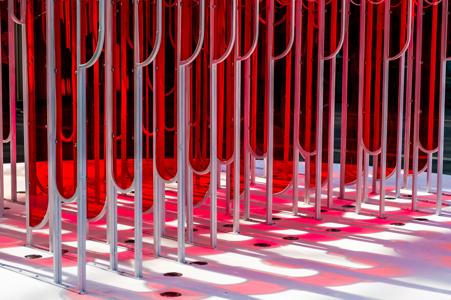 "Crimson Cloud": Red Transparent Plexiglass Art Installation (12 Pics)