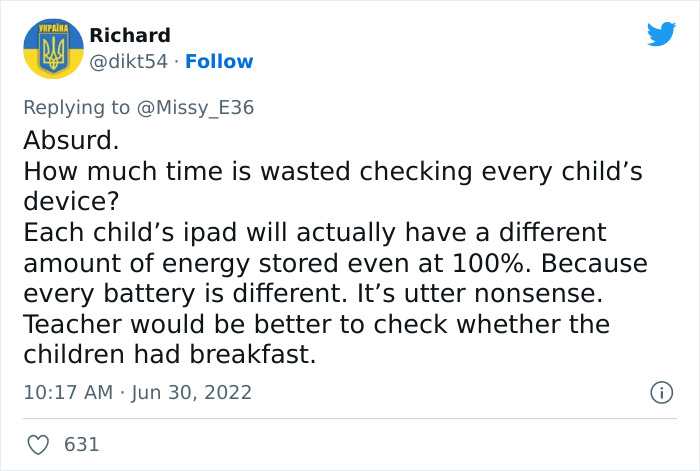 “Has Anyone Heard Of Such Nonsense?”: Mum Is Left Dumbstruck After Daughter Gets Detention Because Her iPad Was On 93% Battery “Has Anyone Heard Of Such Nonsense?”: Mum Is Left Dumbstruck After Daughter Gets Detention Because Her iPad Was On 93% Battery