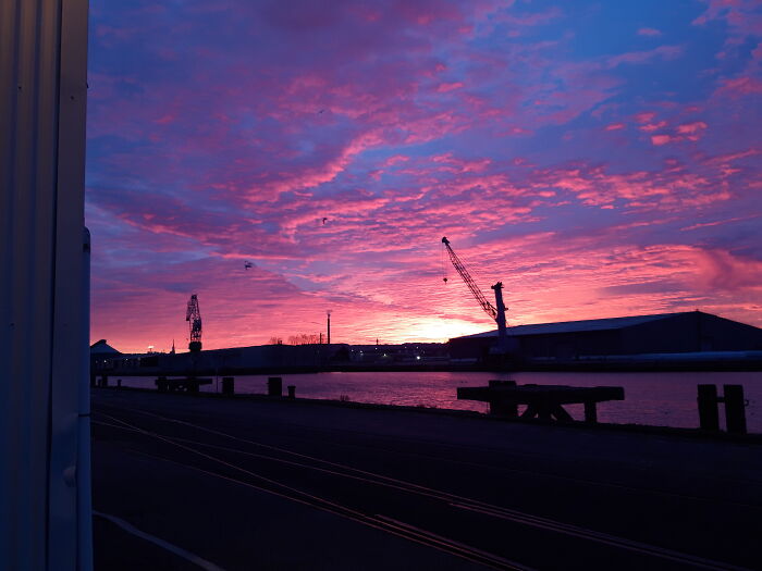 Sunrise Over The Port Of Rouen, France