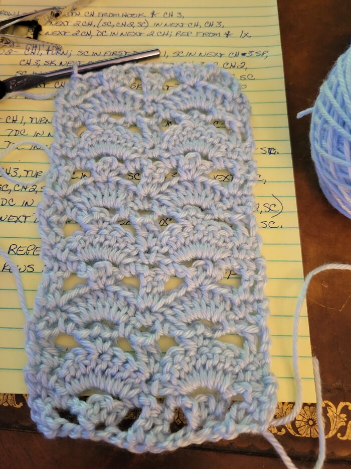 Working On A Mile-A-Minute Afghan While Teaching A Friend To Crochet.