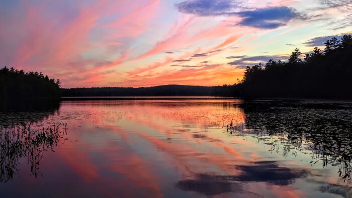 Fishing At Dusk. Walker Pond, New Hampshire