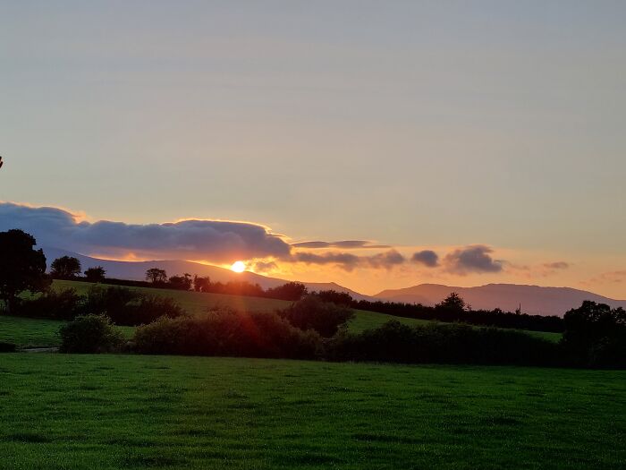 Sunset Around Llanrwst In Wales. In The Countryside.