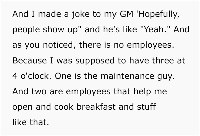 “Bad Management Usually Causes That”: Mcdonald’s Manager Arrives At 4AM For Breakfast Shift, Other Employees Pull A “No Call, No Show” “Bad Management Usually Causes That”: Mcdonald’s Manager Arrives At 4AM For Breakfast Shift, Other Employees Pull A “No Call, No Show”