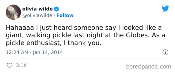 Olivia Wilde's Response To The Person Who Said She Looked Like A Pickle At The Golden Globes