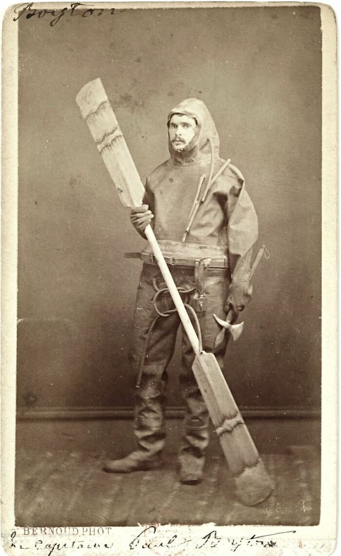 Paul Boyton (1848-1924) Photographed By Alphonse Bernoud (1820-1889). Boyton Was An Adventurer Having Spurred Worldwide Interest In Water Sports As A Hobby. He's Best Known For Crossing The English Channel In A Novel Rubber Suit That Functioned Similarly To A Kayak