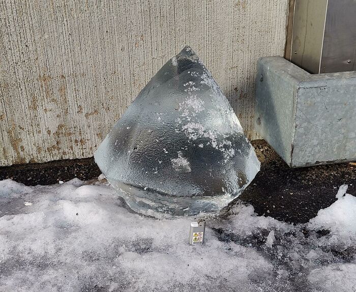 A Random, Big Ice Diamond By The Road. My Lighter For Scale