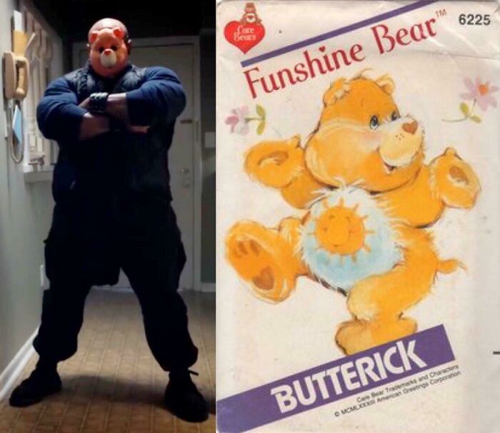 The Minor Character Funshine Dons A Care Bear Mask During A Home Raid. Funshine Was The Name Of A Care Bear Introduced In 1982