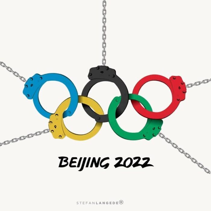 Este cartel protesta contra los Juegos Olímpicos de Invierno de Pekín