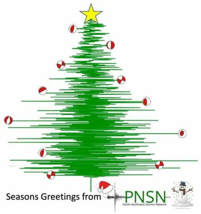 Christmas Post From The Pacific Northwest Seismic Network. Created From An Actual Seismic Event.