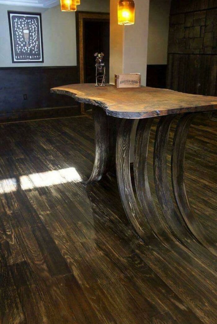 Awesome Table Seemingly Coming Out Of The Floor