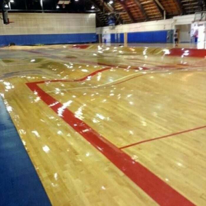Pipes Burst Underneath Basketball Court