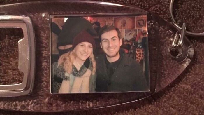 Had A Nice Photo With The Missus And Had It Put On A Key Ring, Only To Later Notice This Gem. Worst/Greatest Picture Ever