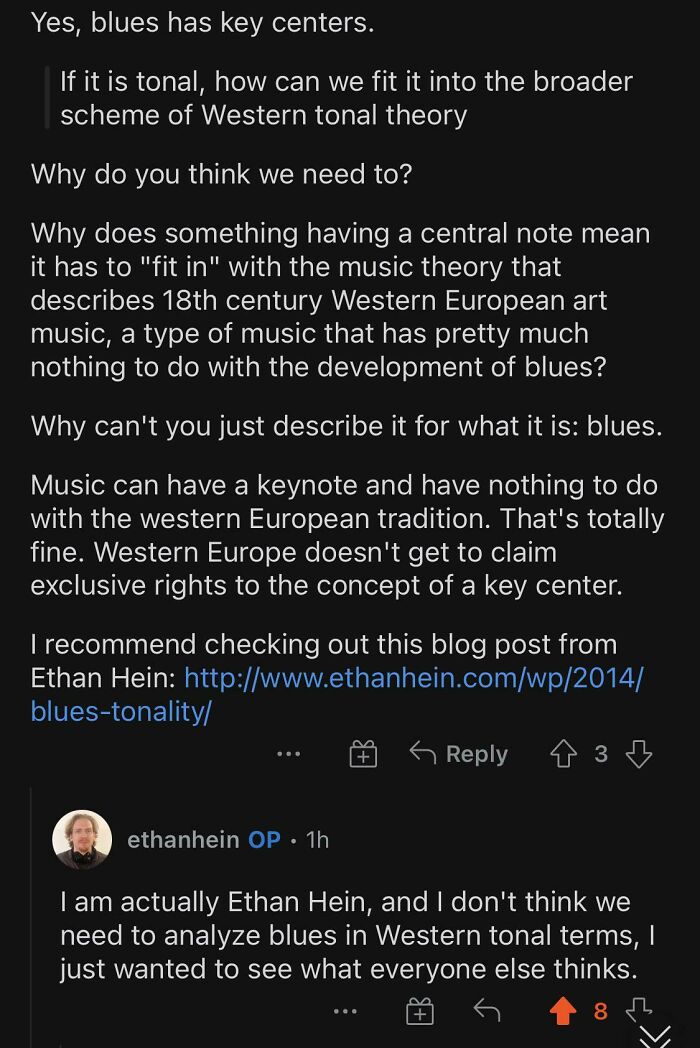 Ethan Hein, Who Has A Doctorate In Music Education, Was Recommended His Own Blog In Response To His Post In R/Musictheory
