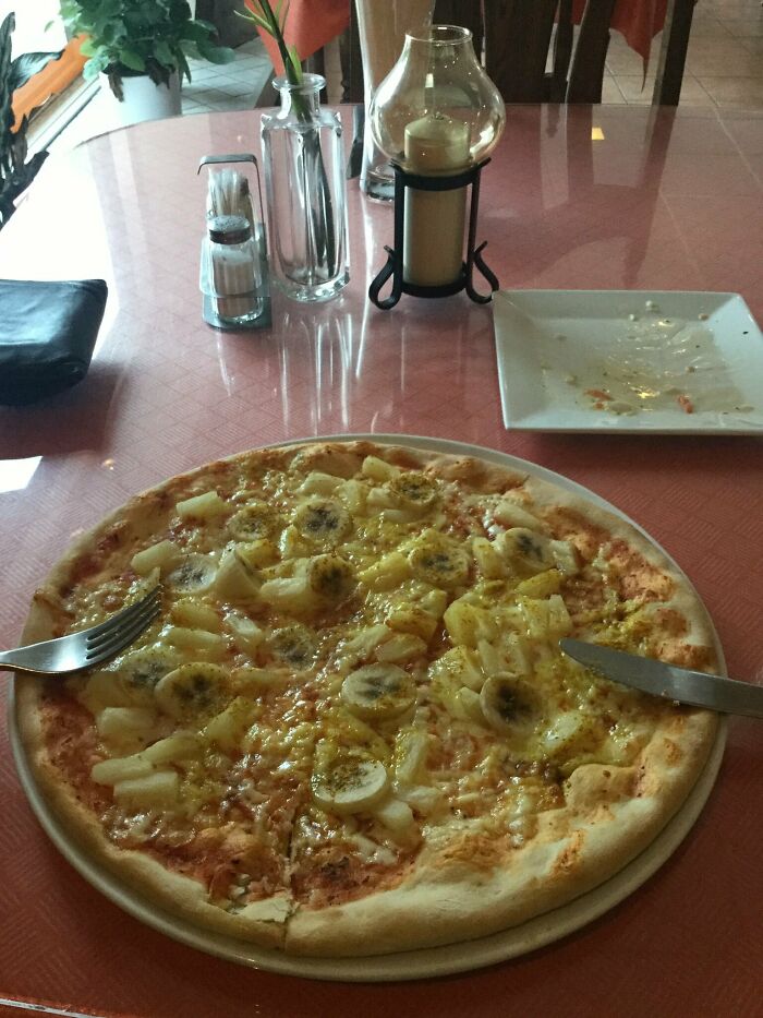 The Most Swedish Pizza There Is. Pineapple, Banana, Curry