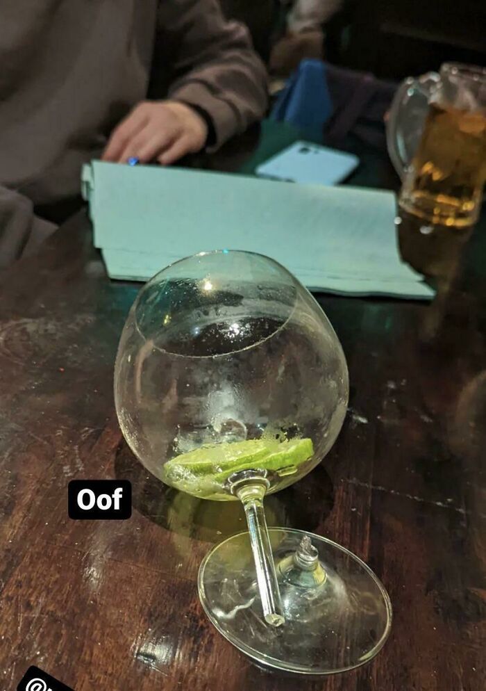 This Broken Wine Glass Looks Like It’s Standing Upwards
