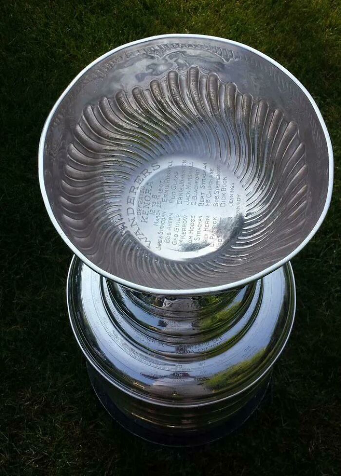 Inside The Bowl Of The Stanley Cup, Names Engraved Are Members Of The 1907 Montreal Wanderers