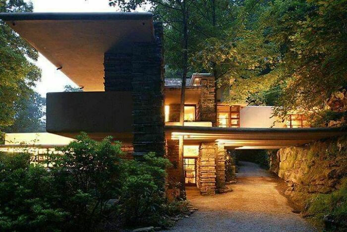 Frank Lloyd Wright's Fallingwater Seen From The Back