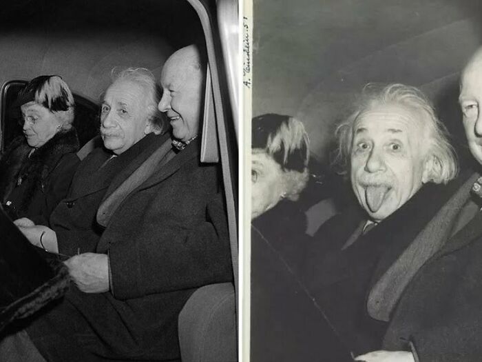 Albert Einstein antes de su famosa foto con la lengua fuera