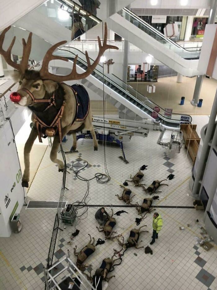 A Mall Christmas Display From Above. Also A Little Funny
