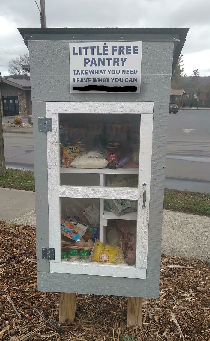 I Love These Little Free Pantries I've Been Seeing Pop Up Lately. They Give Me A Great Opportunity To Practice Mutual Aid With My Neighbors By Filling Them Up With A Bunch Of Perfectly Fine Non-Perishables I Score From Dumpsters!