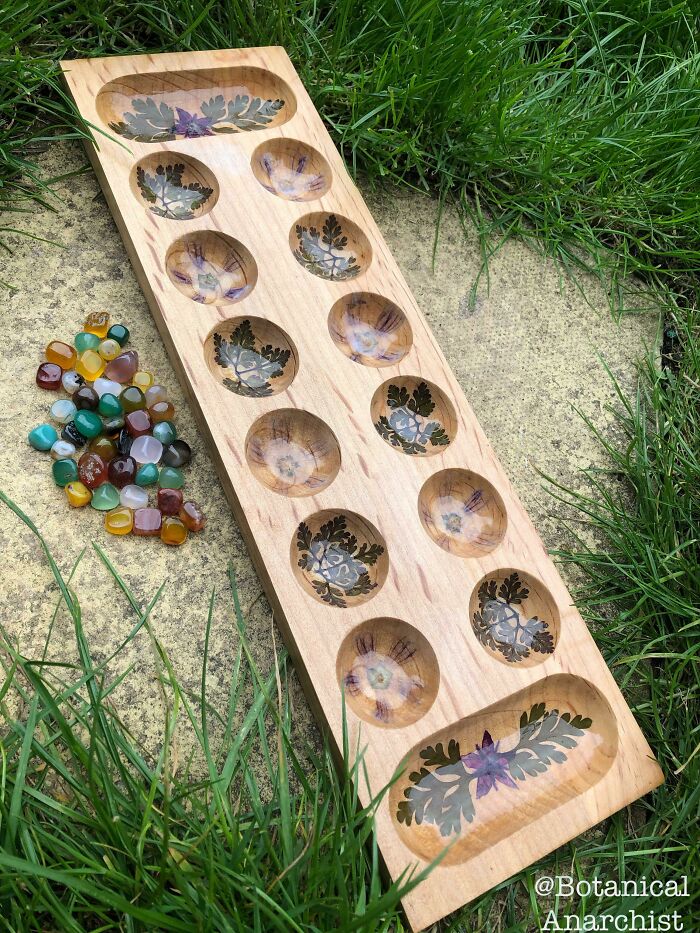 Mancala Board I Made With Pressed Flowers And Leaves