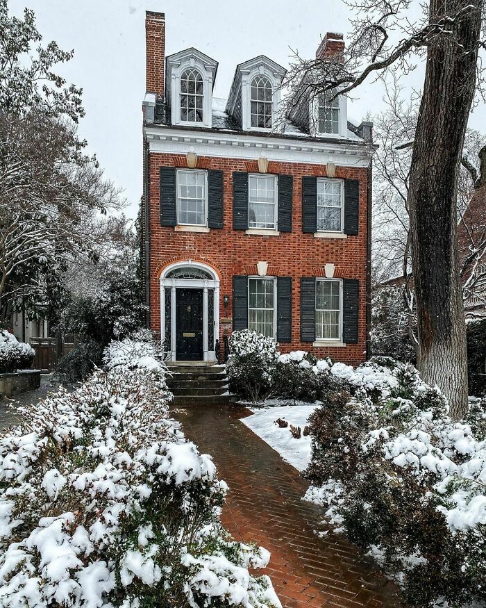 Federal-Style House In The Snow, Washington, D. C