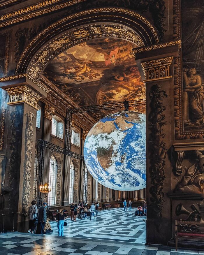 The Inflatable "Gaia" Installation In The 18th Century Baroque Painted Hall Of The Old Royal Naval College, Greenwich, London, UK