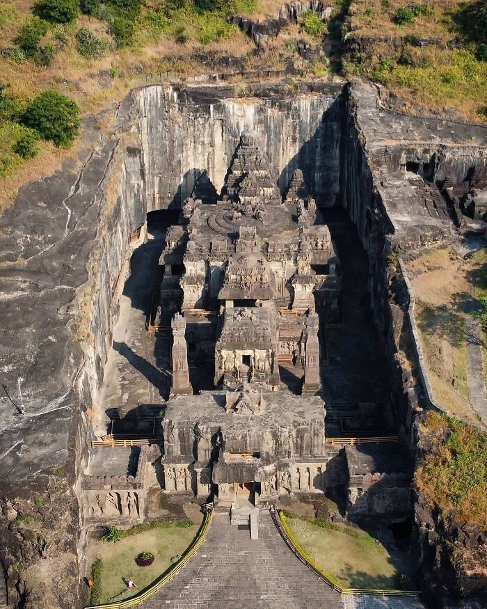 Kailasa Temple In Ellora, India Made From A Single Rock
