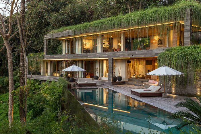 Brutalist Designed Villa On Riverside, Bali