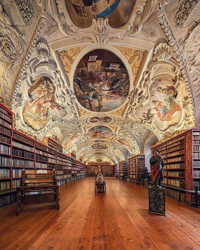 A Beautiful Library In Prague